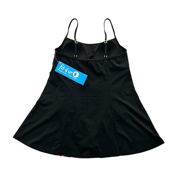 fit 4 ur Thighs Swimwear One Piece Women's Swimsuit Black/Floral Print Size 12 - Picture 3 of 8